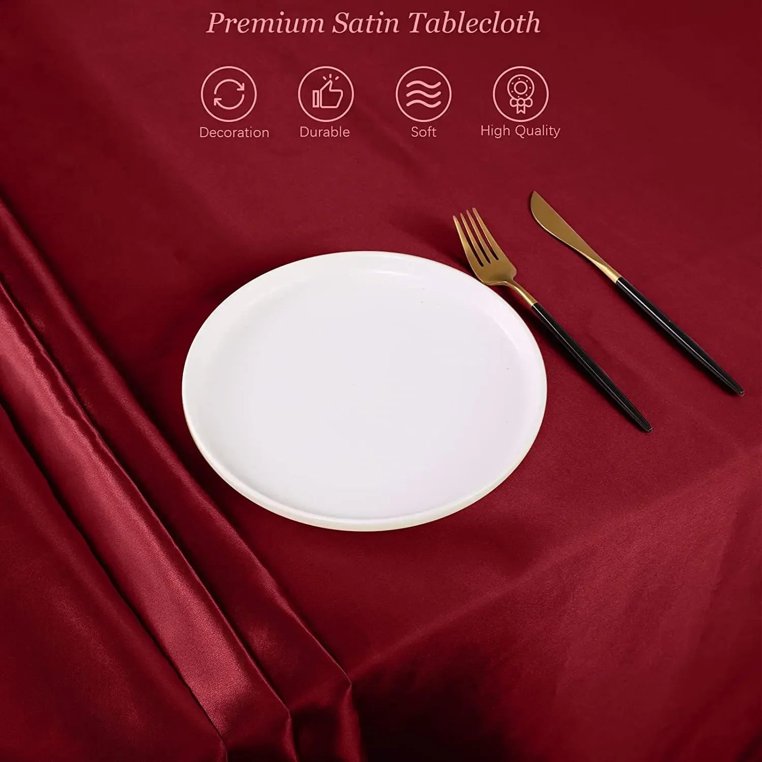 Nappe de table en satin - Rouge foncé