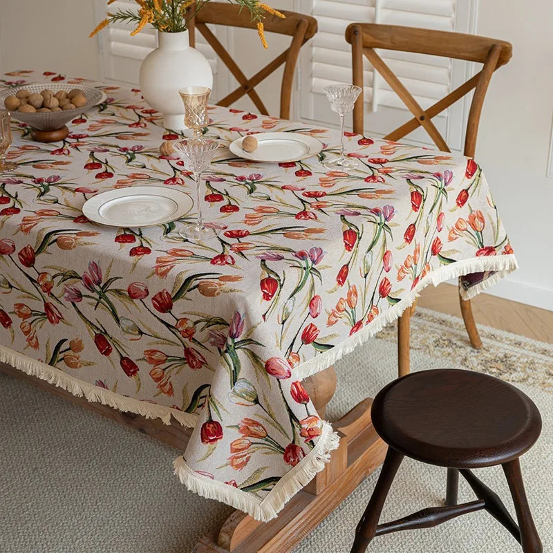 Nappe en coton jacquard - style rustique américain