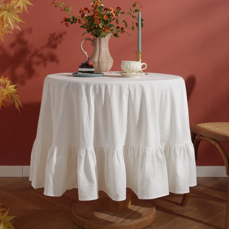 Nappe ronde à franges 100% coton