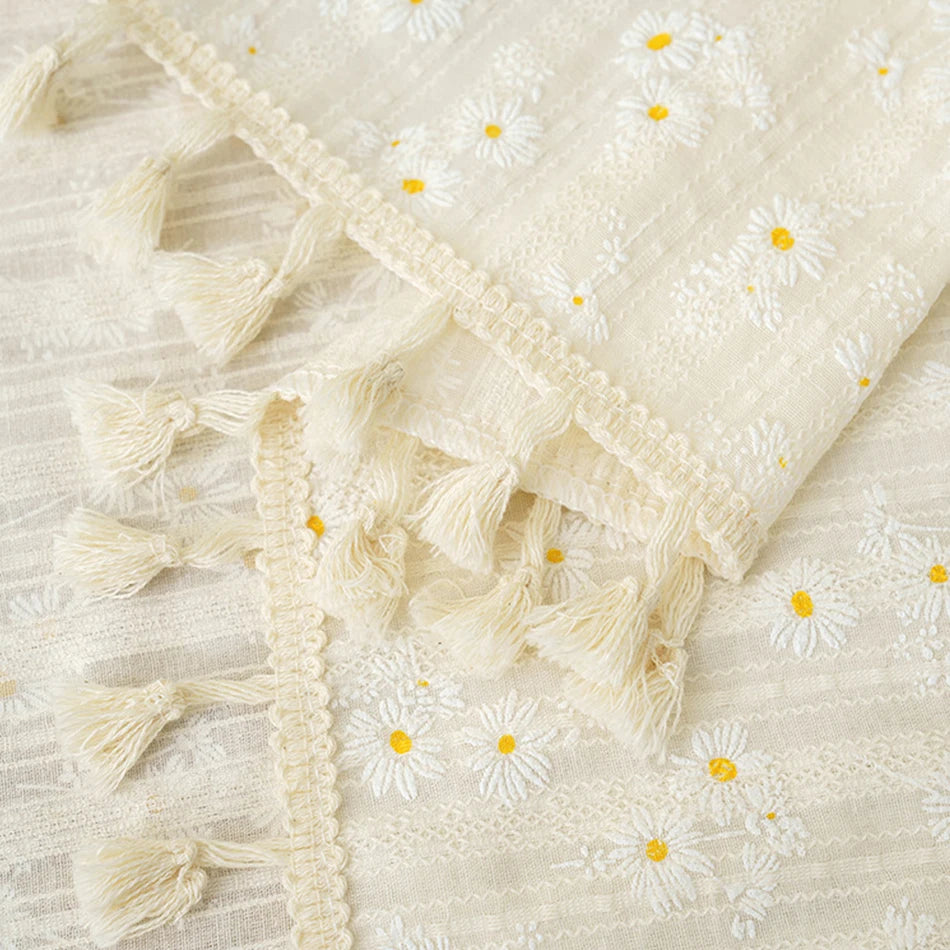 Nappe en coton à pompons - style coréen
