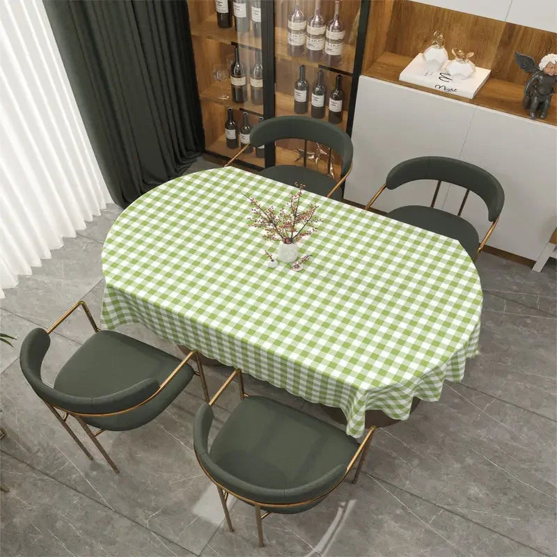 Nappe de table ovale imperméable imprimée à carreaux