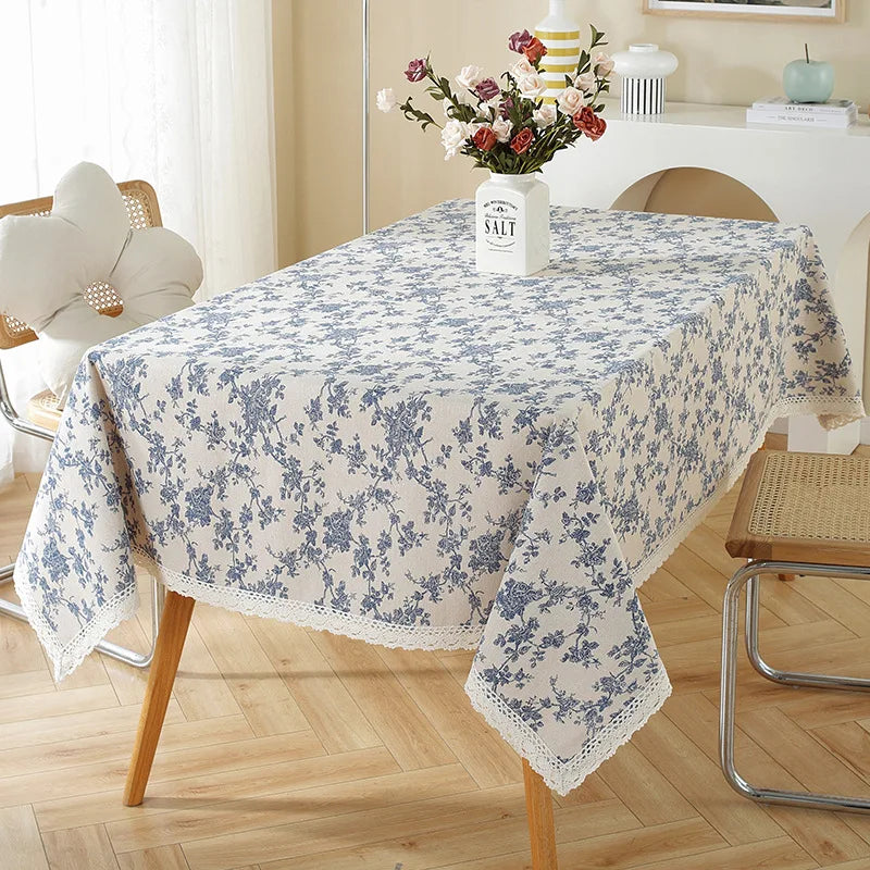 Nappe en coton – imprimé floral bleu