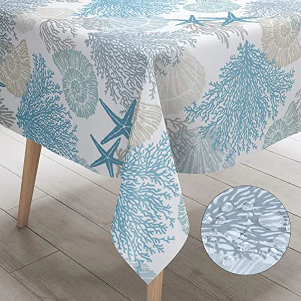 Nappe de table à imprimé corail et étoiles de mer