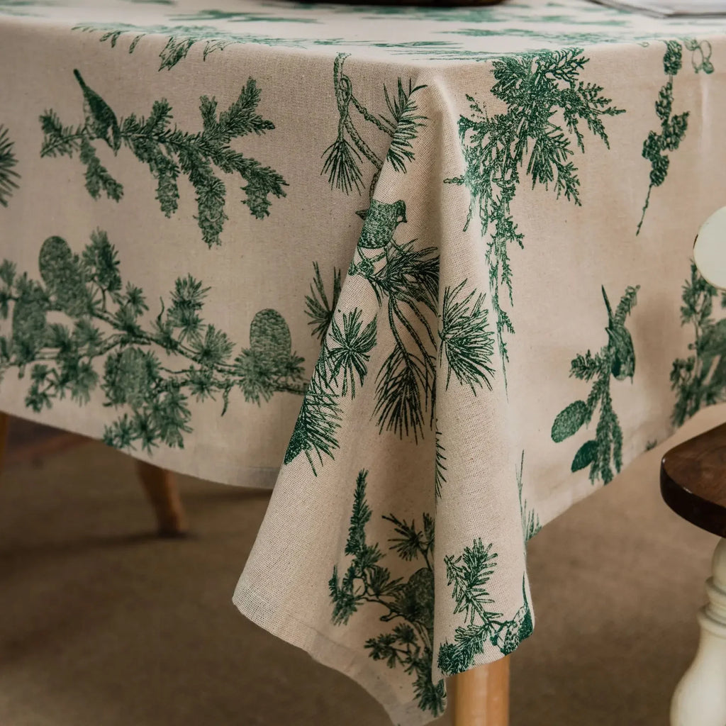 Nappe en coton – motif feuilles vertes