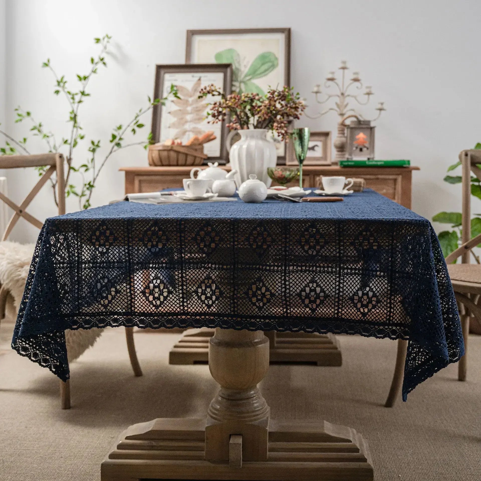 Nappe de table rectangle en crochet- Coloris variés