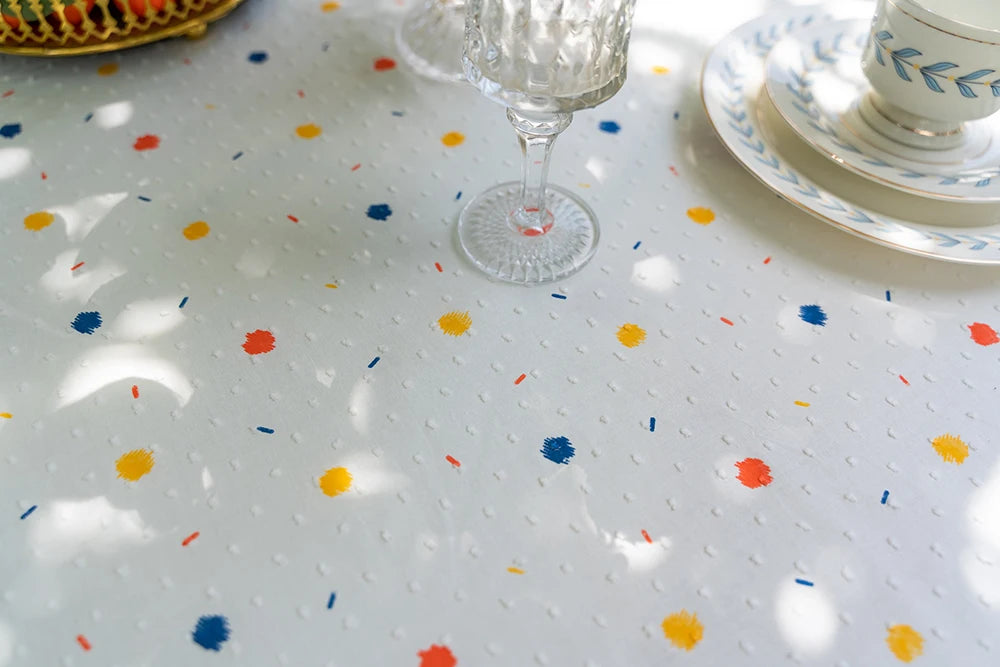 Nappe ronde en coton à pampilles - multicolores