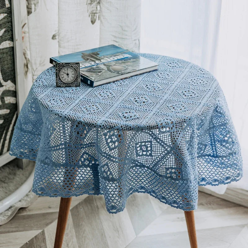Nappe de table ronde en crochet - coloris variés
