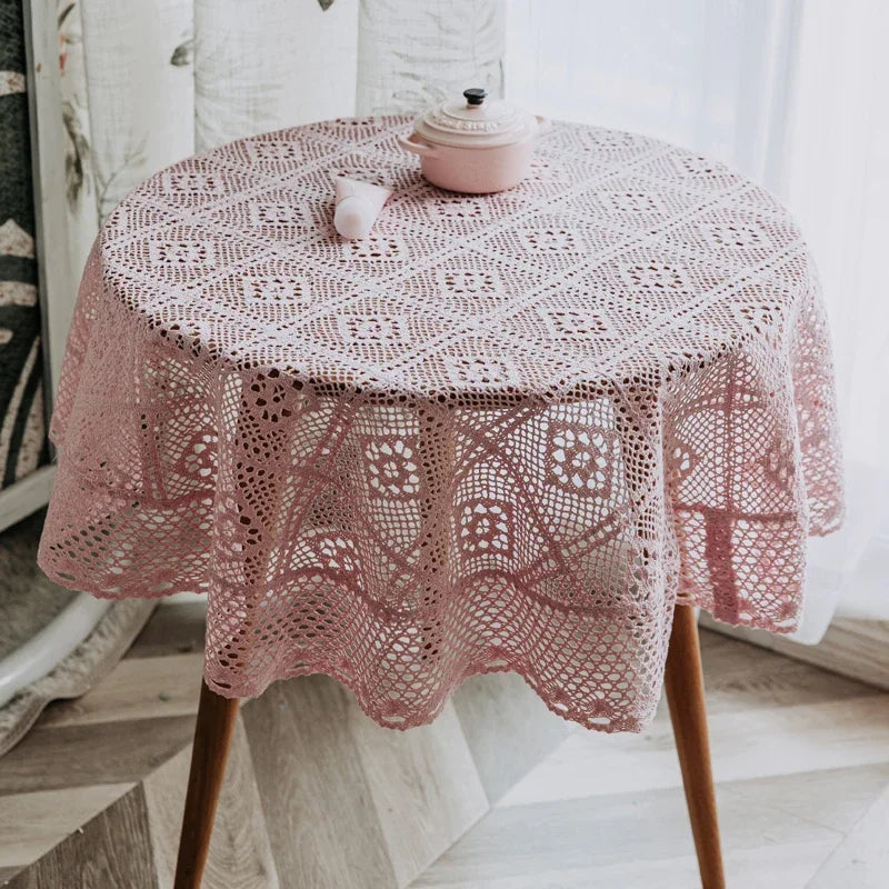 Nappe de table ronde en crochet - coloris variés