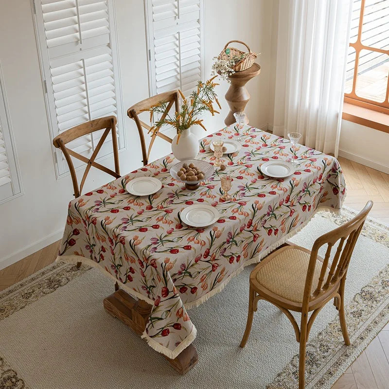 Nappe en coton jacquard - style rustique américain