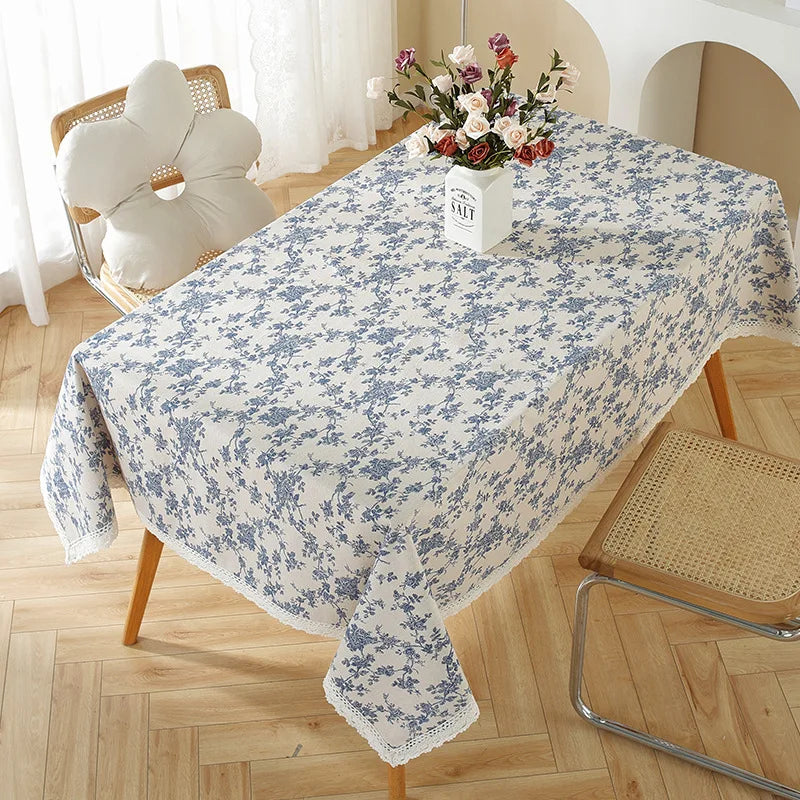 Nappe en coton – imprimé floral bleu