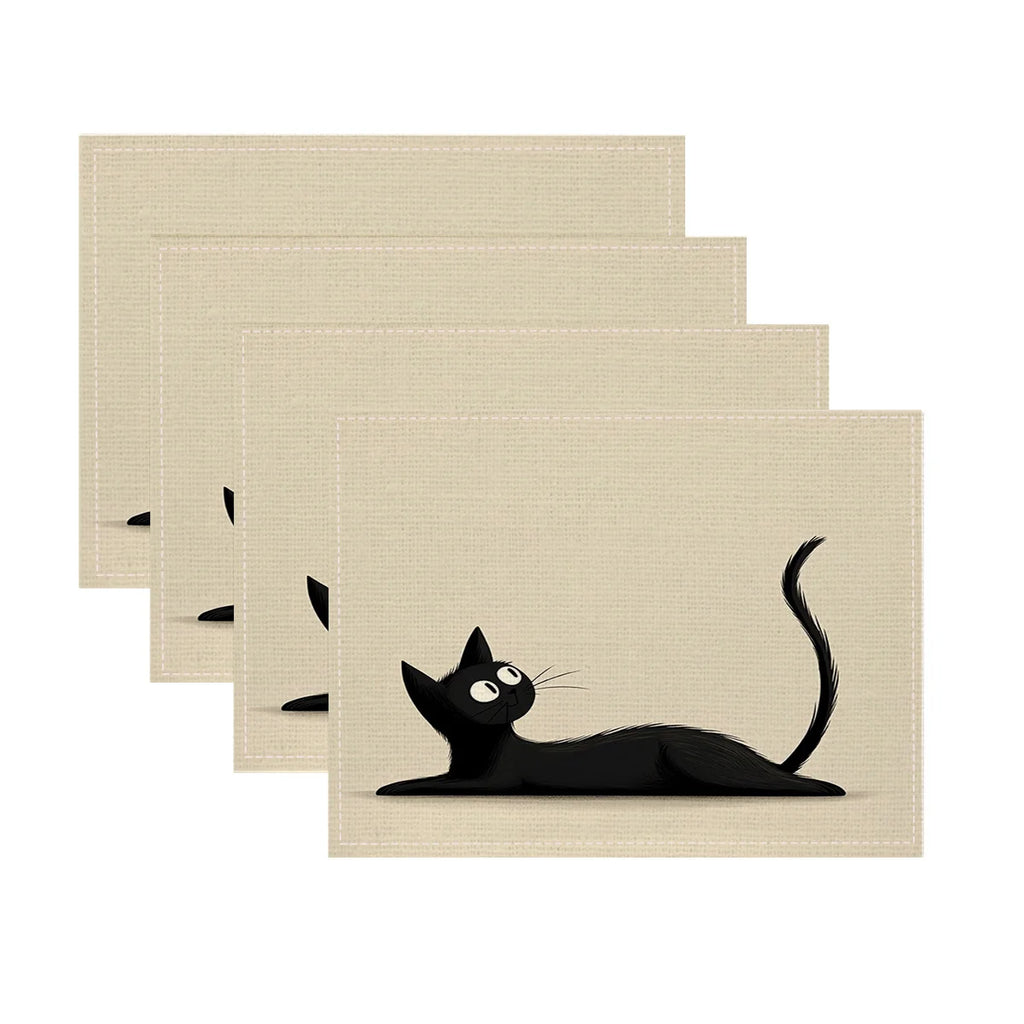 Lot de napperons anti-tache - motif chat
