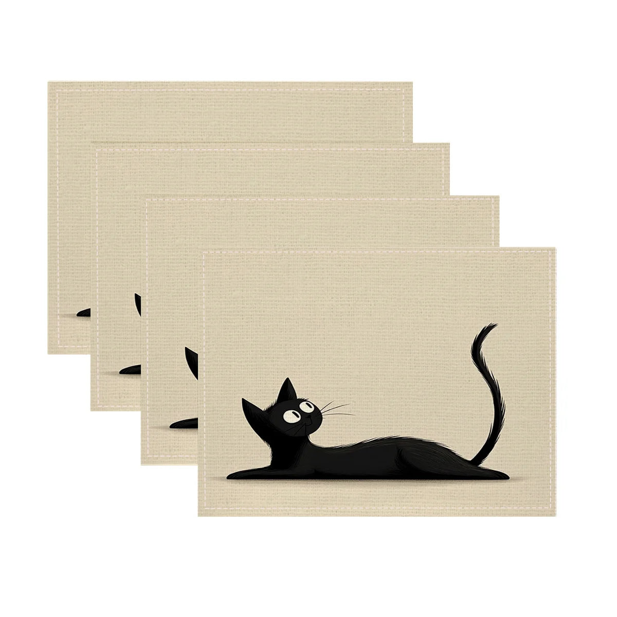 Lot de napperons anti-tache - motif chat