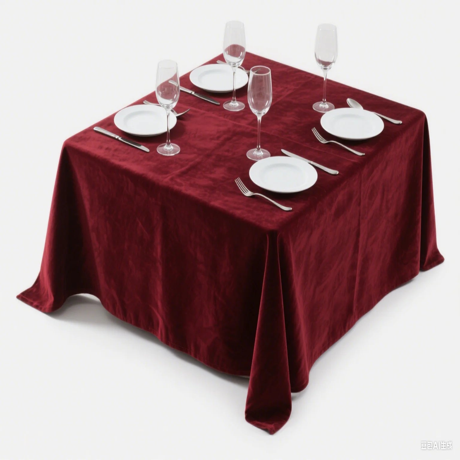 Nappe de table effet velours - Rouge foncé