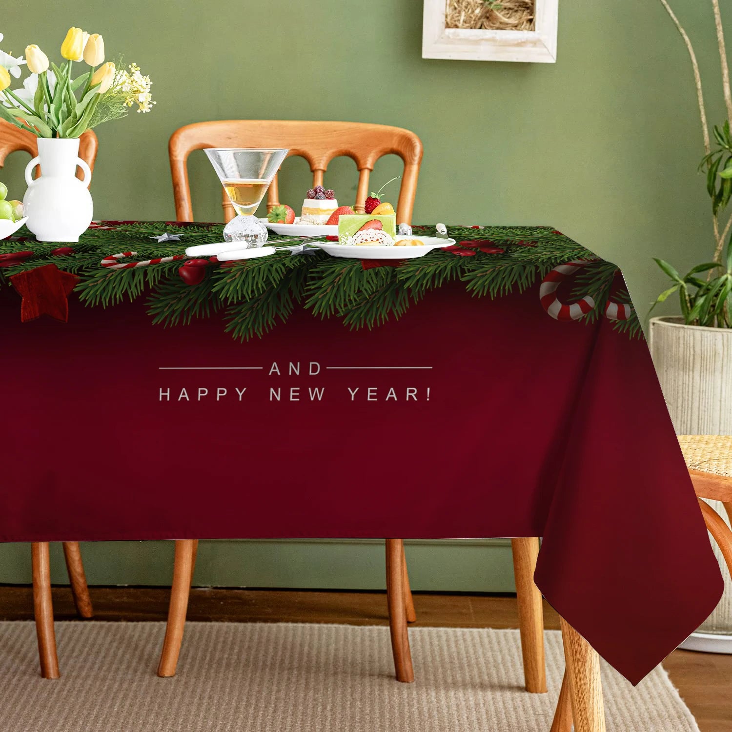 Nappe de Noël à motif de sapins