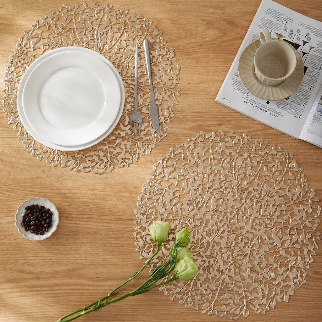 Lot de 6 Napperons ronds en PVC - Doré