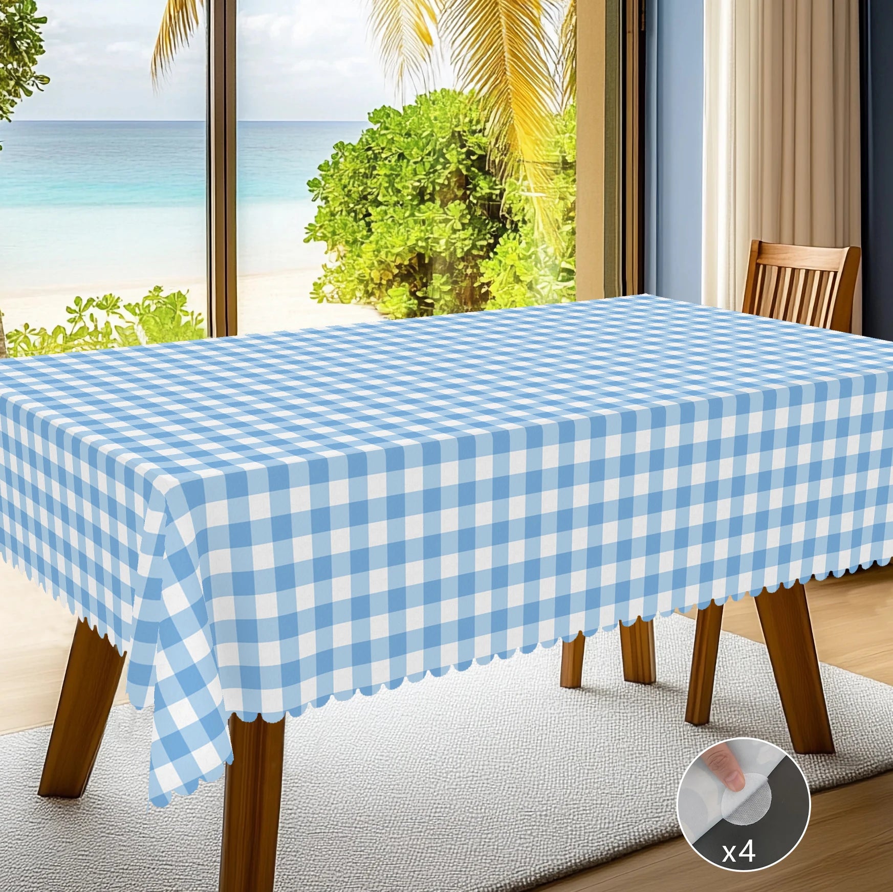 Nappe de table Imperméable à carreaux bleu et blanc
