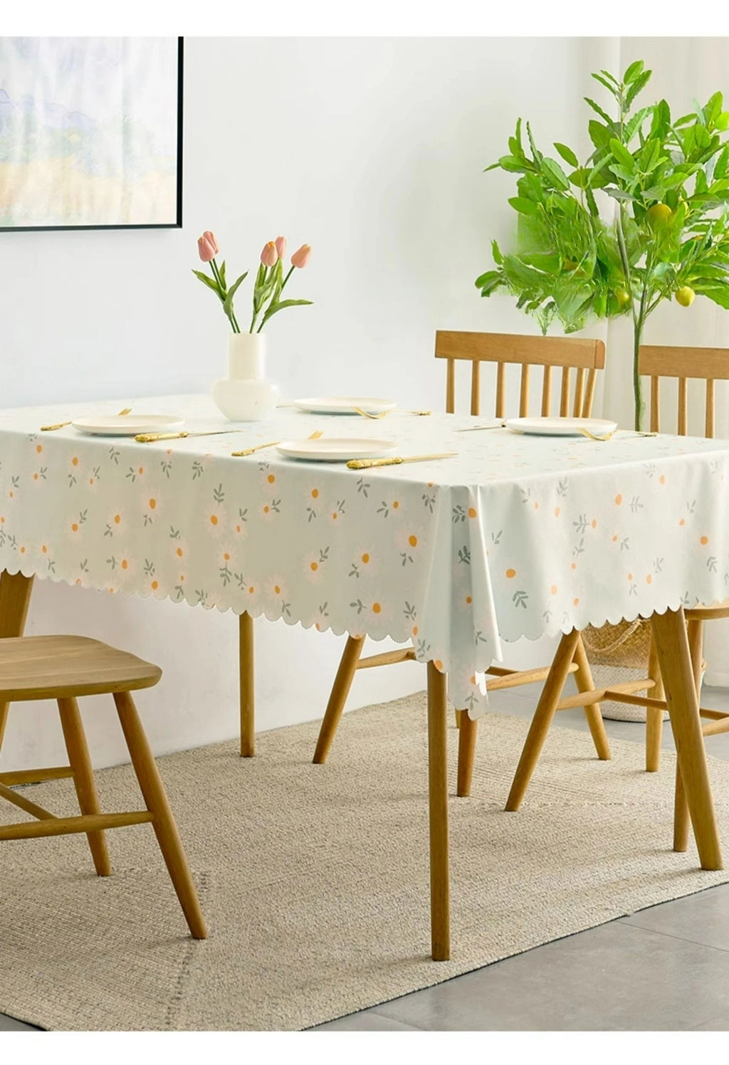 Nappe de table en PVC Imperméable imprimée à fleurs