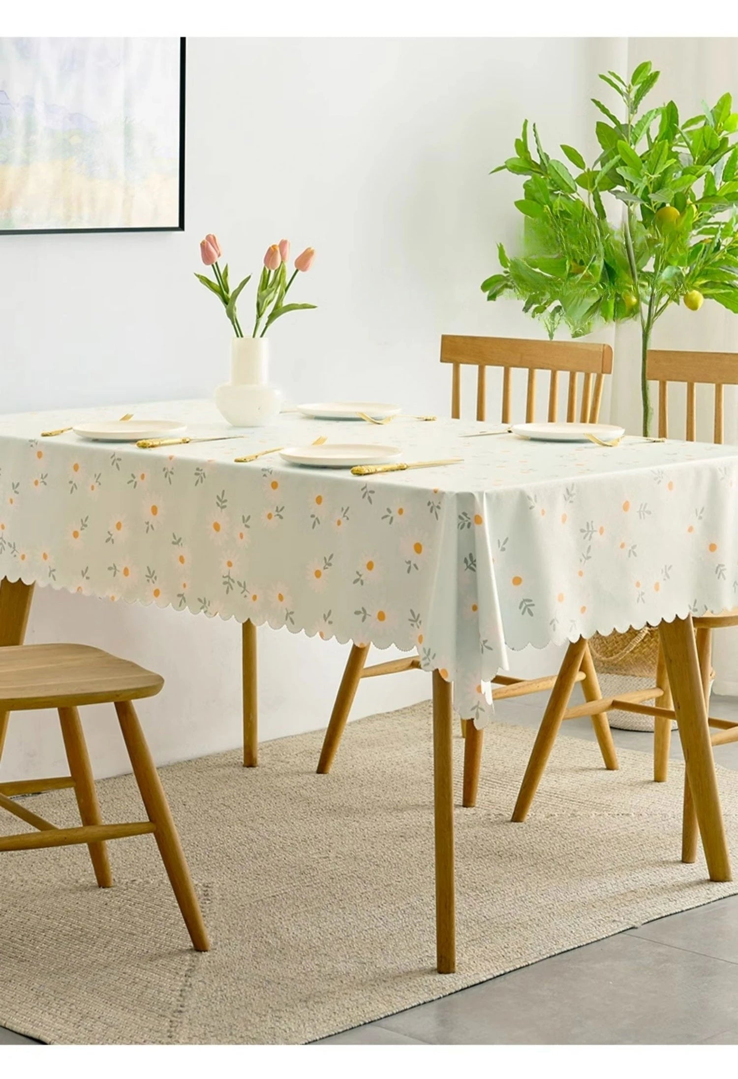 Nappe de table en PVC Imperméable imprimée à fleurs