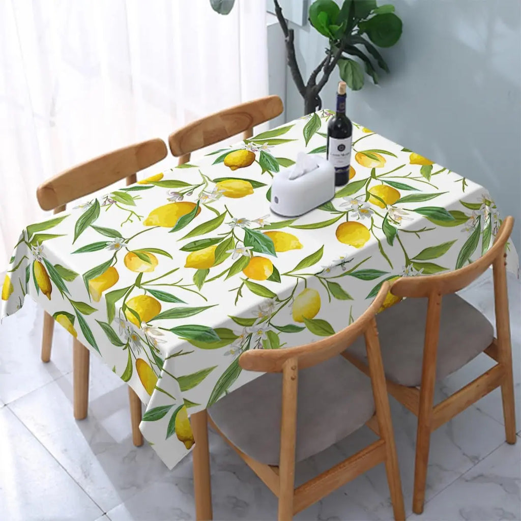 Nappe de table imperméable fleurs de citron jaune
