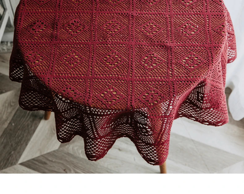 Nappe de table ronde en crochet - coloris variés