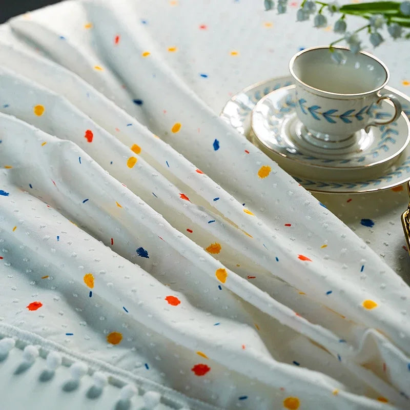 Nappe ronde en coton à pampilles - multicolores