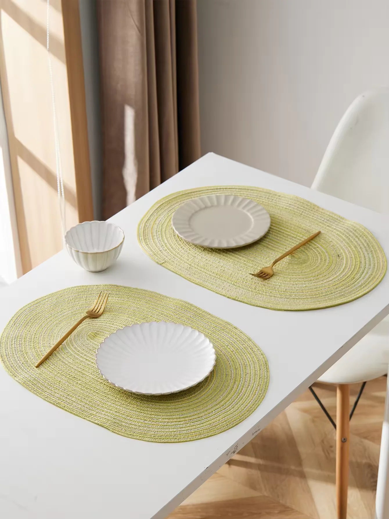 Lot de 4 napperons ovales tissés antidérapants - Vert