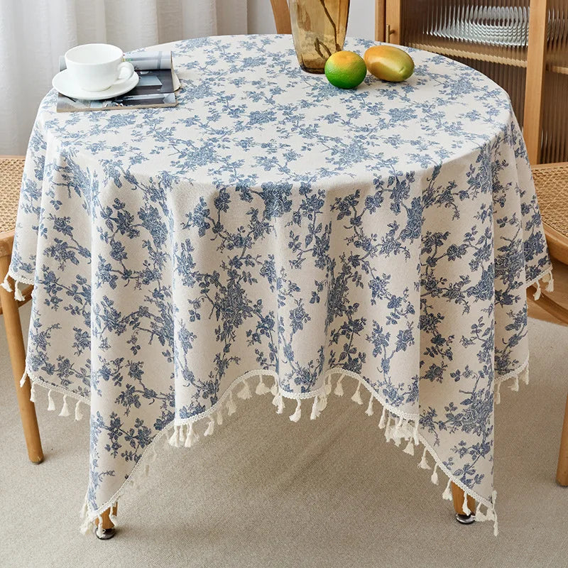 Nappe en coton – imprimé floral bleu
