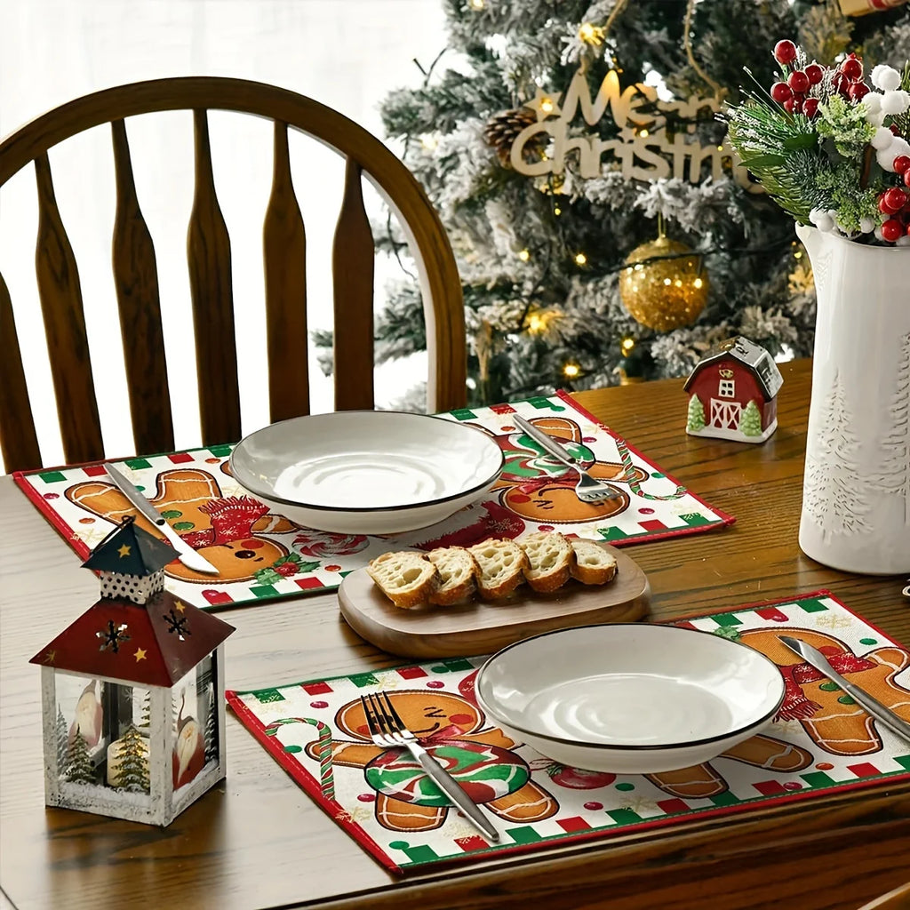 Lot de napperons anti-tache - motif noël