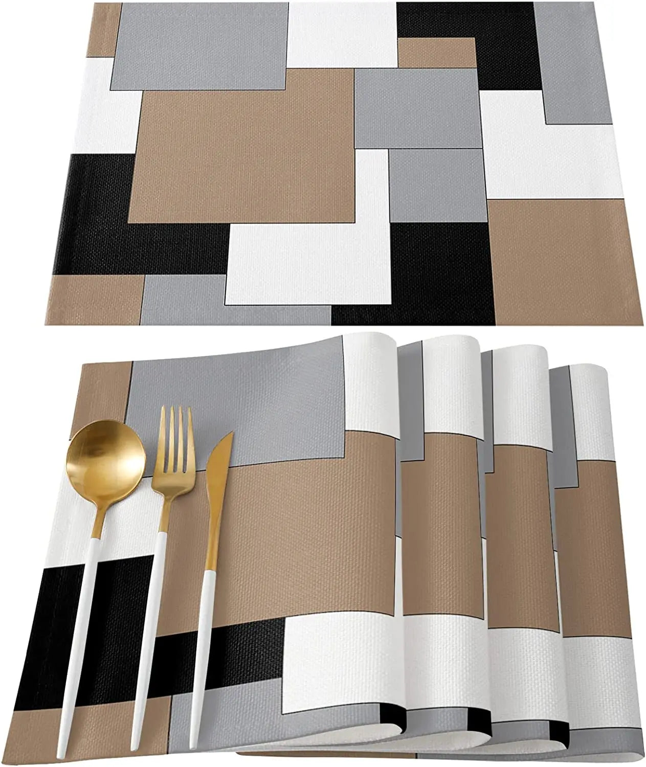 Lot de 4 napperons à motifs géométriques