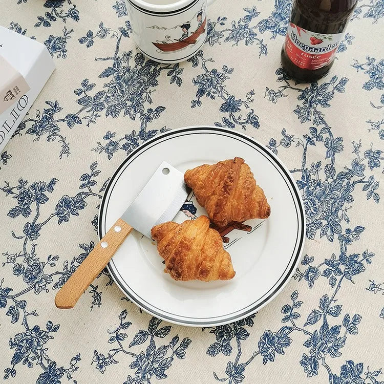 Nappe ronde en lin imprimé florale