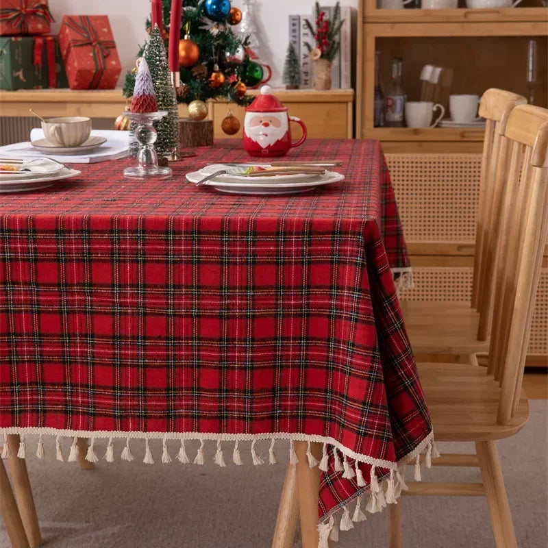 Nappe de table de Noël à motif tartan