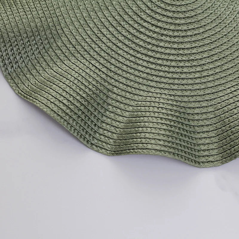 Lot de 6 napperons ronds tissés à volants - Vert