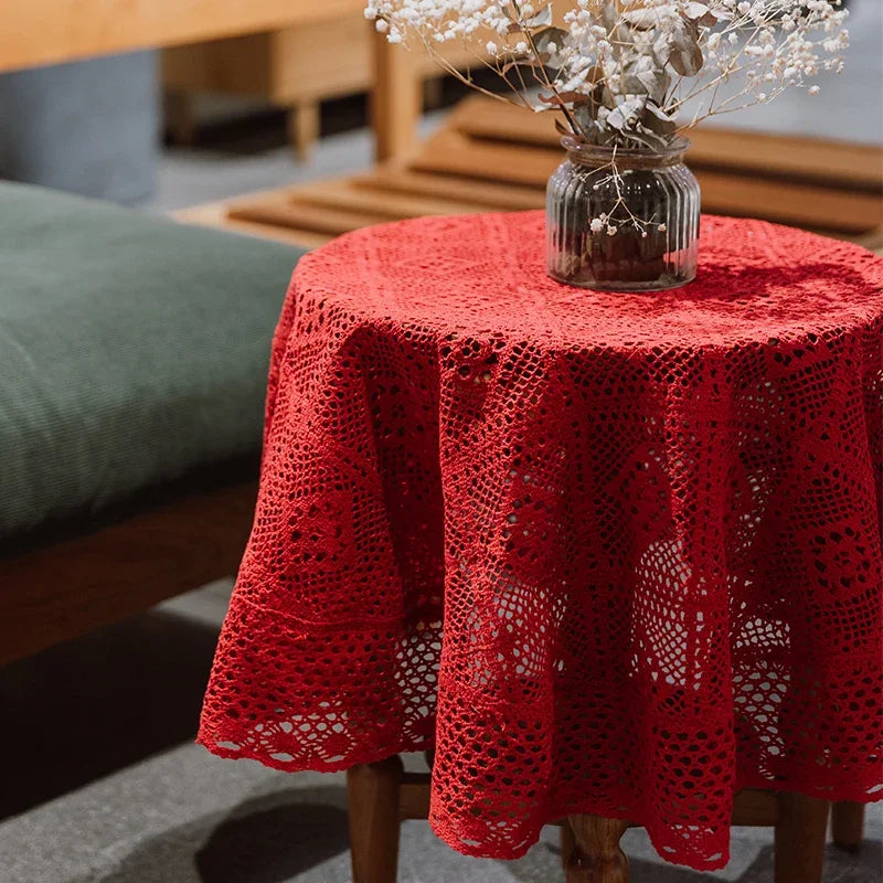 Nappe de table ronde en crochet - coloris variés