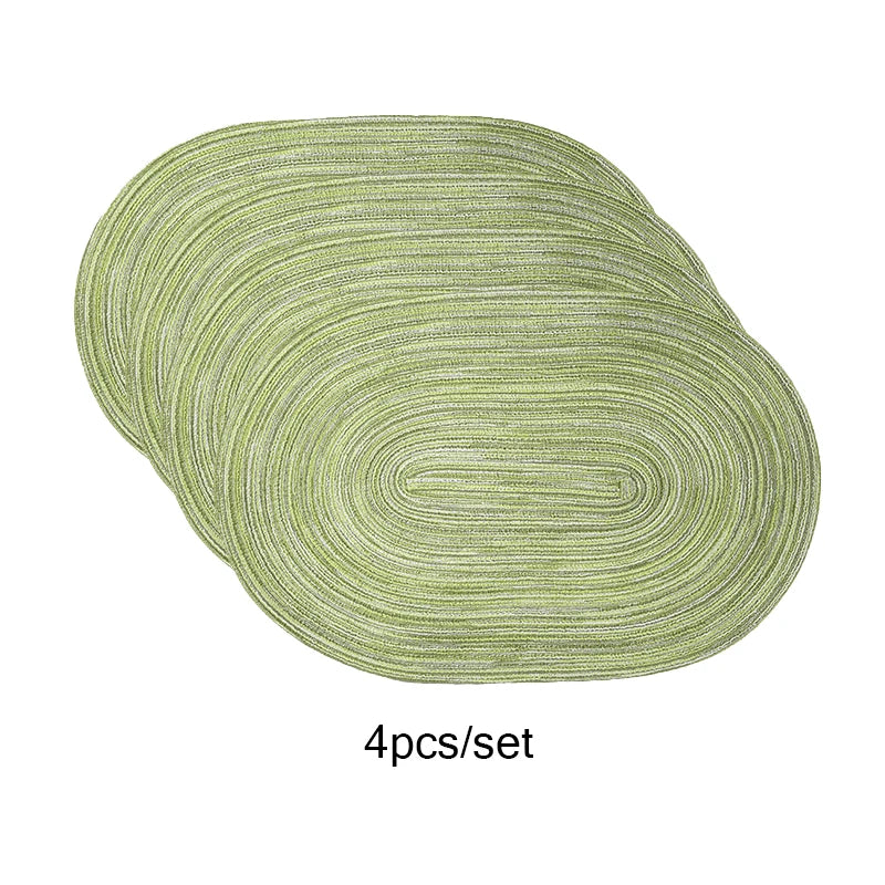 Lot de 4 napperons ovales tissés antidérapants - Vert sauge
