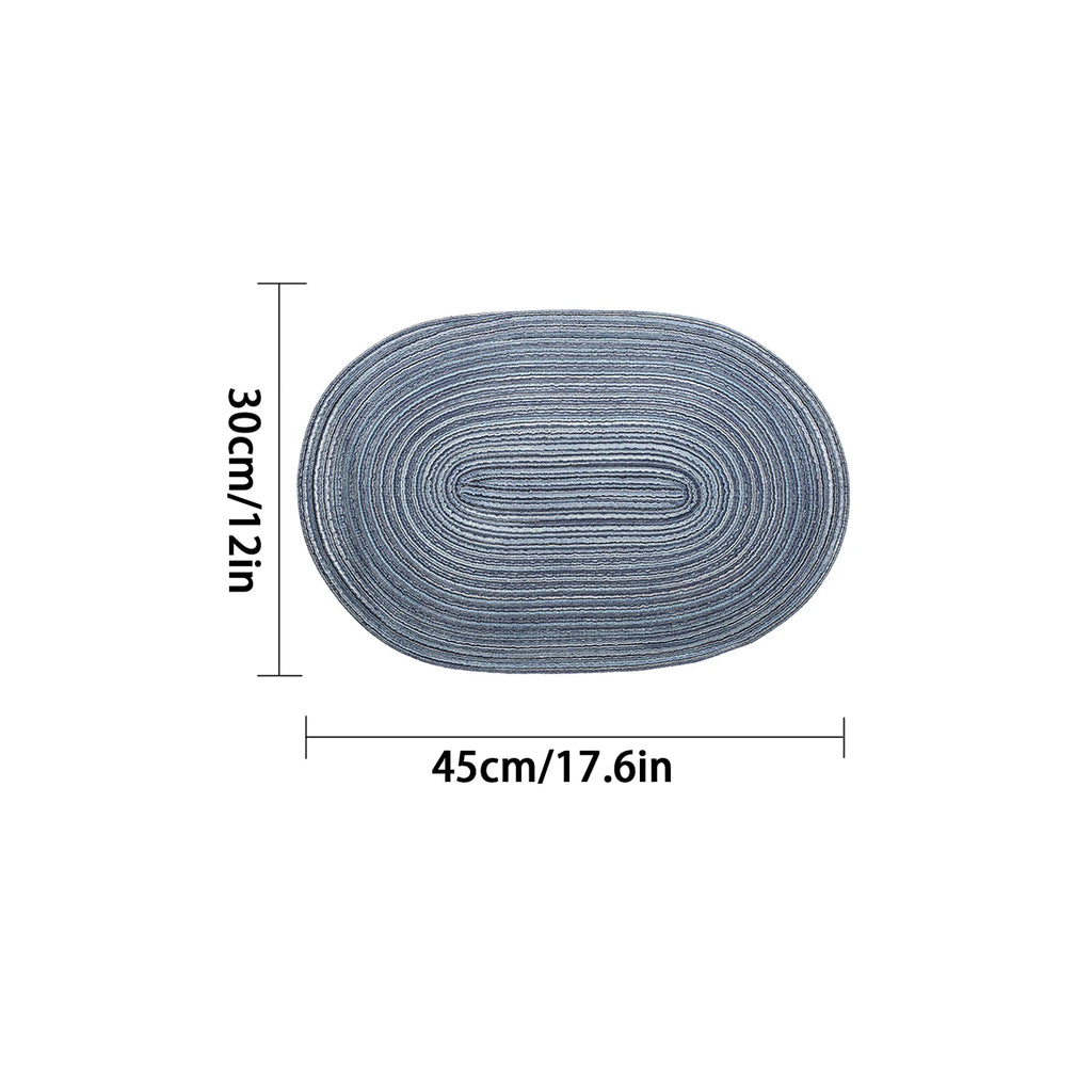 Lot de 4 napperons ovales tissés antidérapants - Bleu