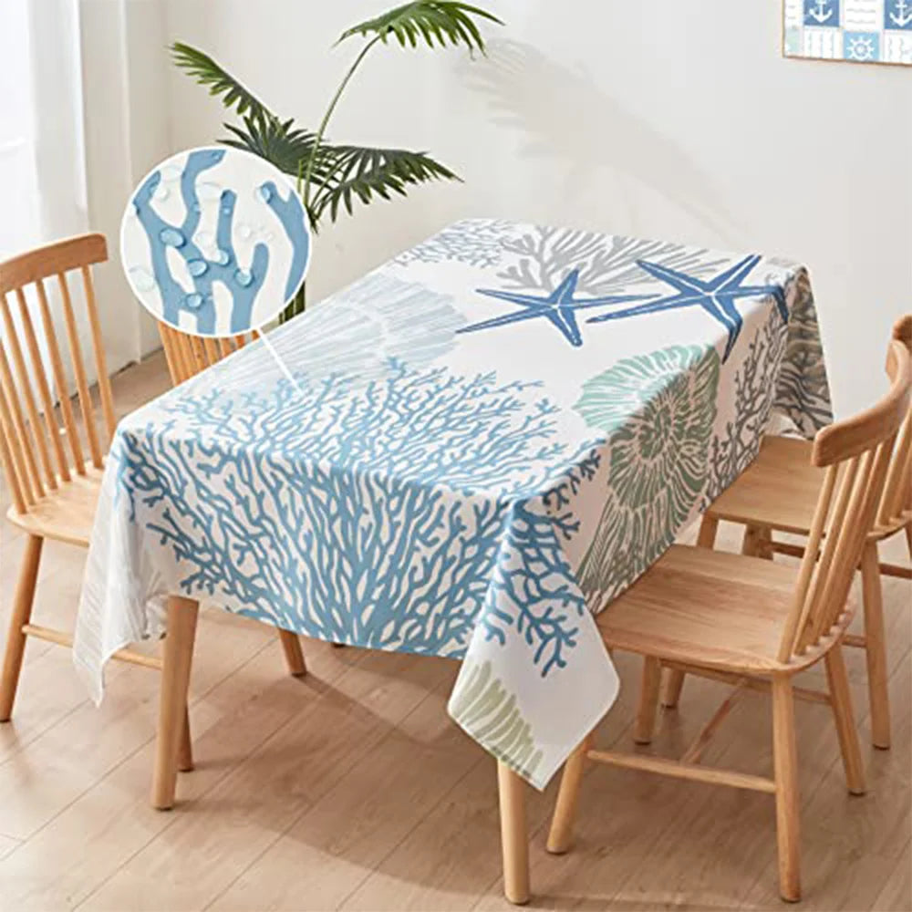 Nappe de table à imprimé corail et étoiles de mer