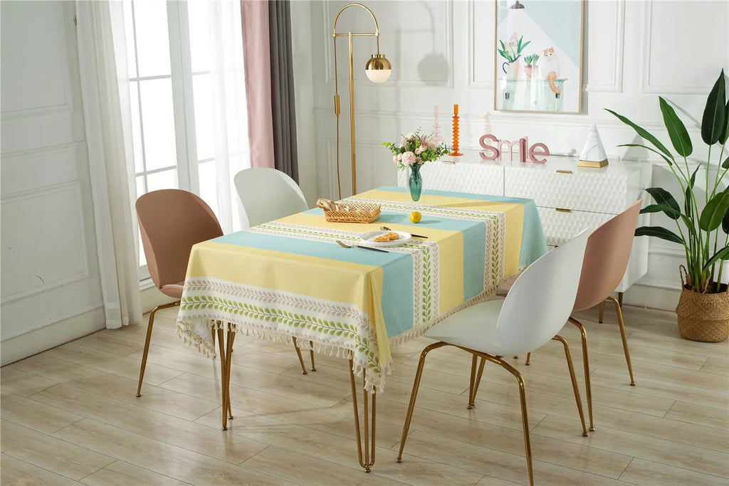 Nappe en coton imperméable – à larges rayures