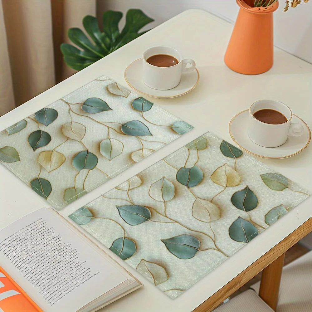 Lot de napperons anti-tache - motif feuilles fraiches