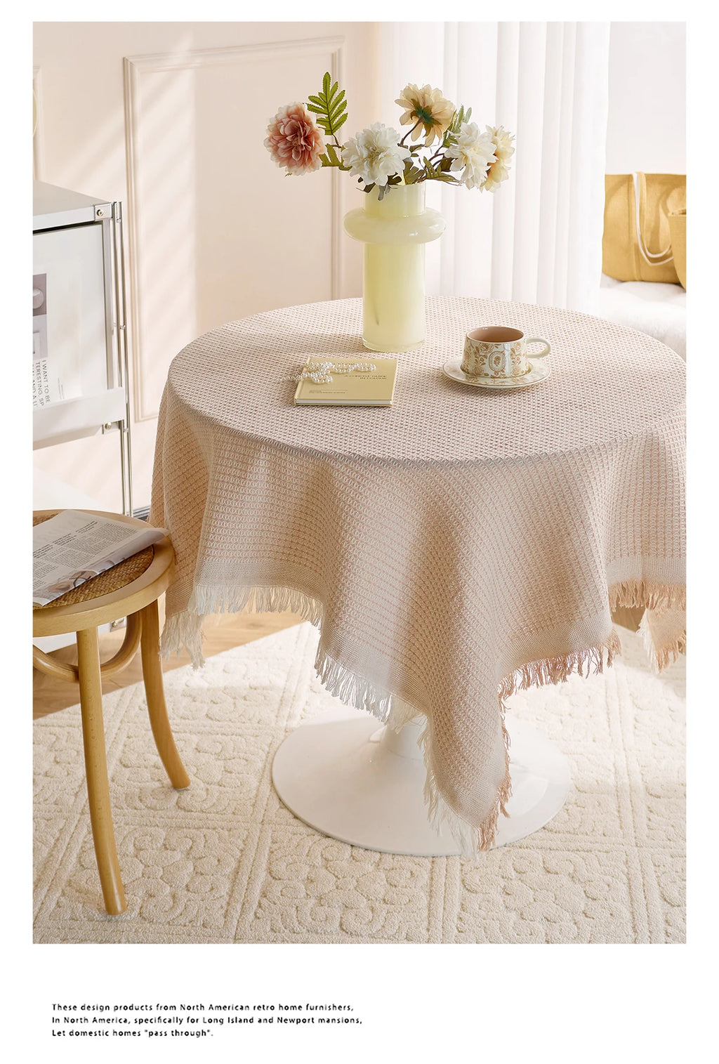 Nappe à franges carrée en coton