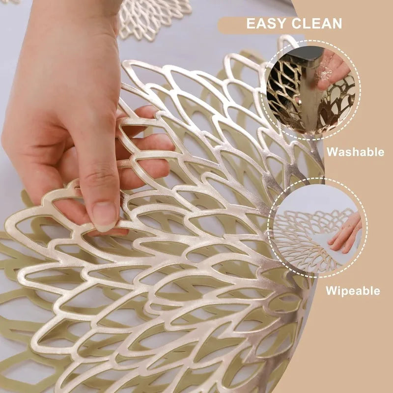 Lot de 6 Napperons en PVC - doré