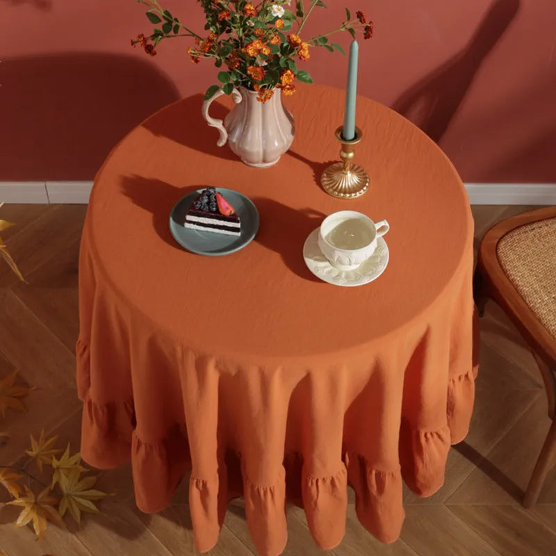 Nappe ronde à franges 100% coton