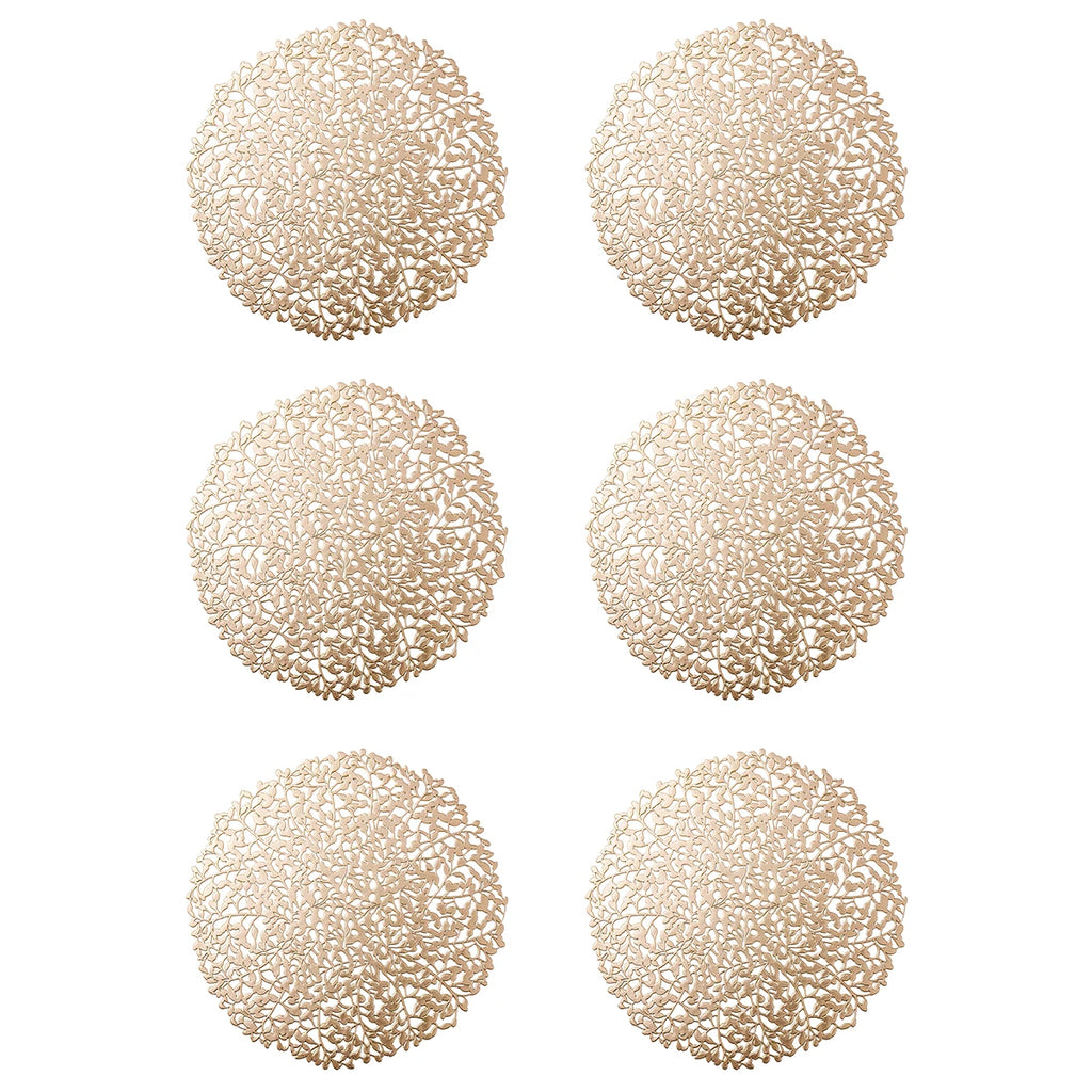 Lot de 6 Napperons ronds en PVC - Doré