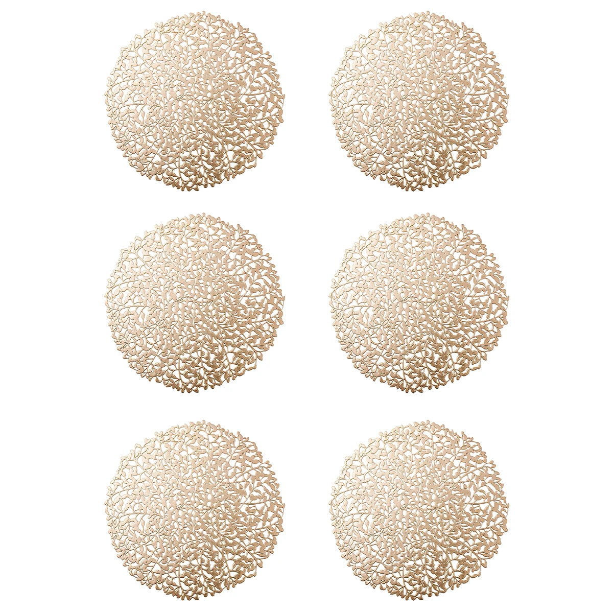 Lot de 6 Napperons ronds en PVC - Doré