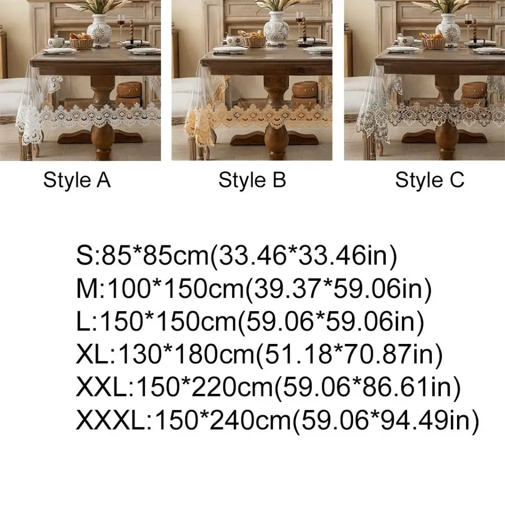 Nappe de table en PVC transparent avec dentelle