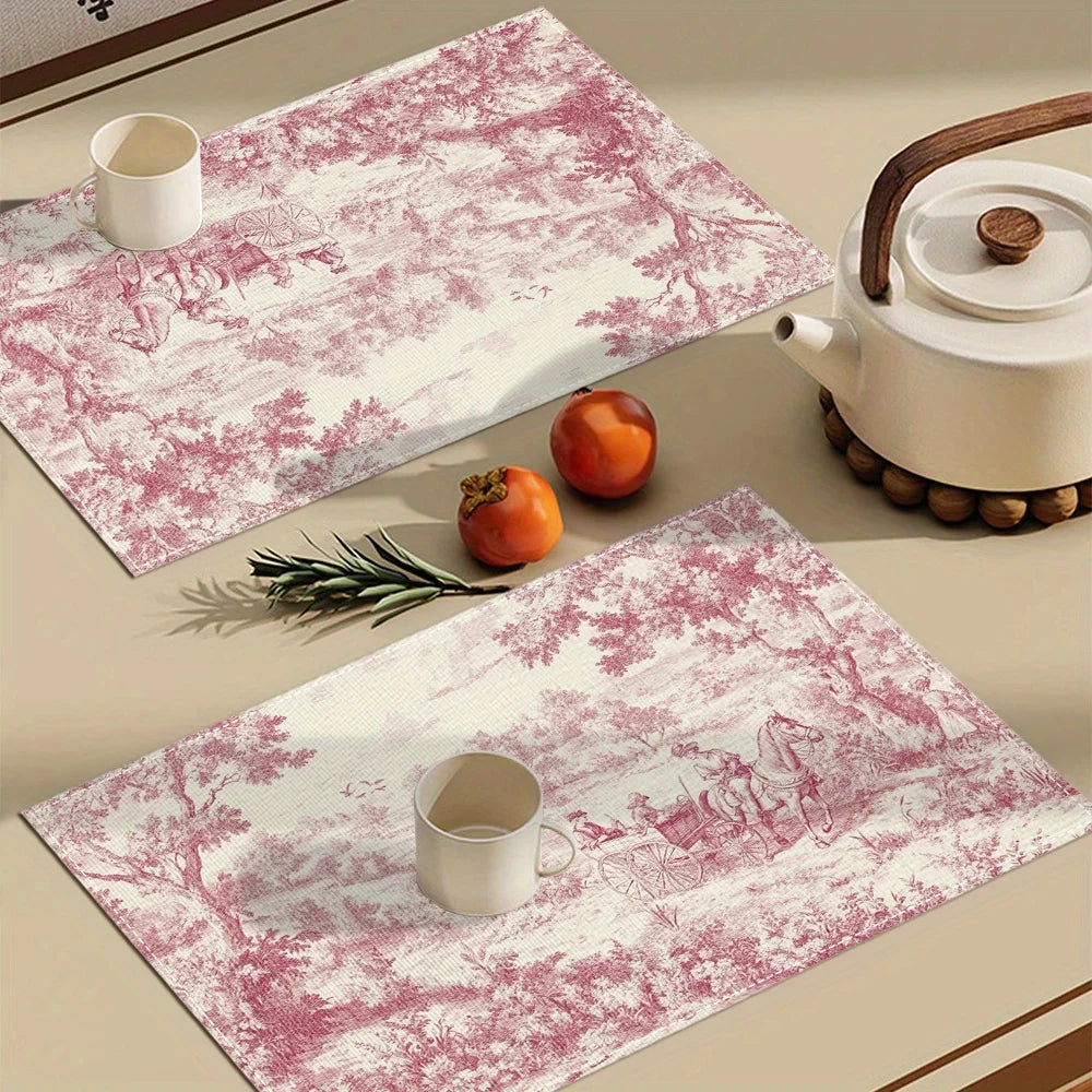 Lot de napperons anti-tache - motif campagnard