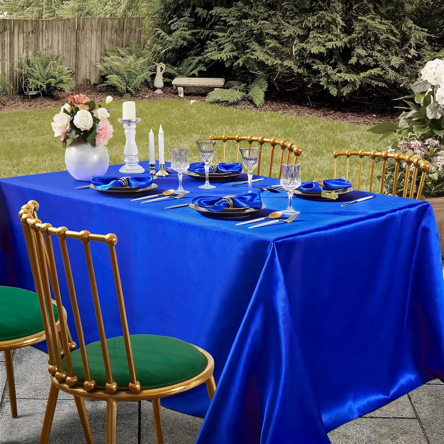 Nappe de table en satin - Bleu électrique