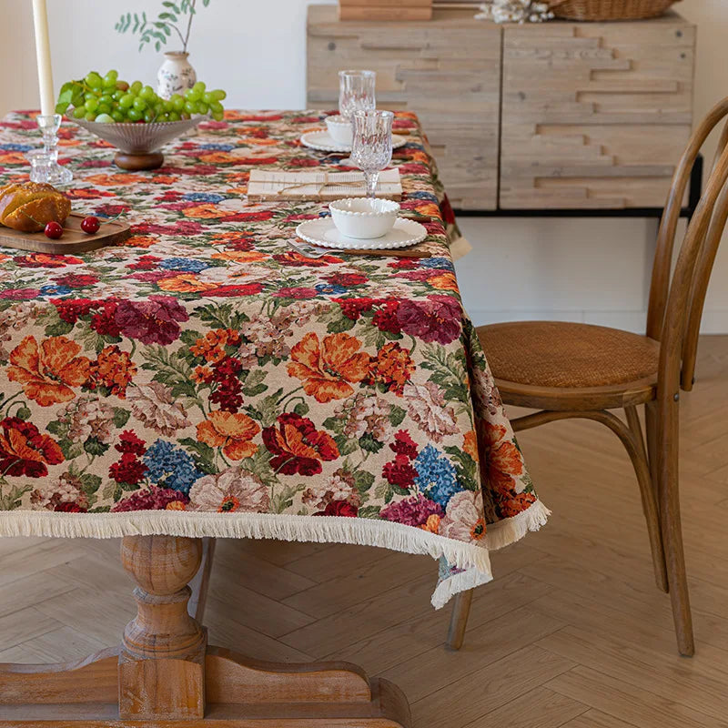 Nappe en coton jacquard - style rustique américain