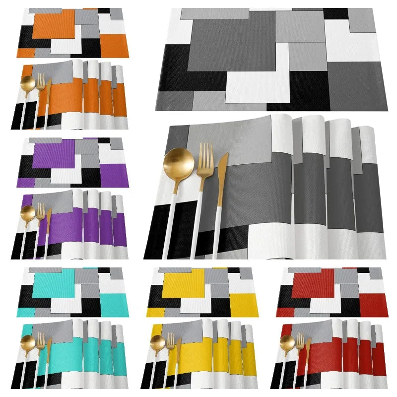 Lot de 4 napperons à motifs géométriques