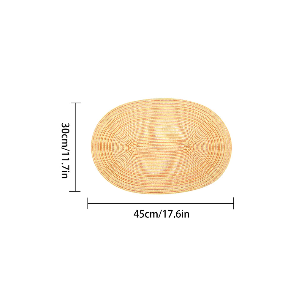 Lot de 4 napperons ovales tissés antidérapants - Jaune