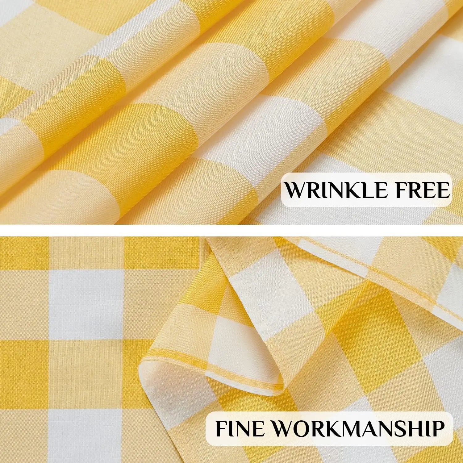 Nappe de table imperméable à carreaux jaune et blanc